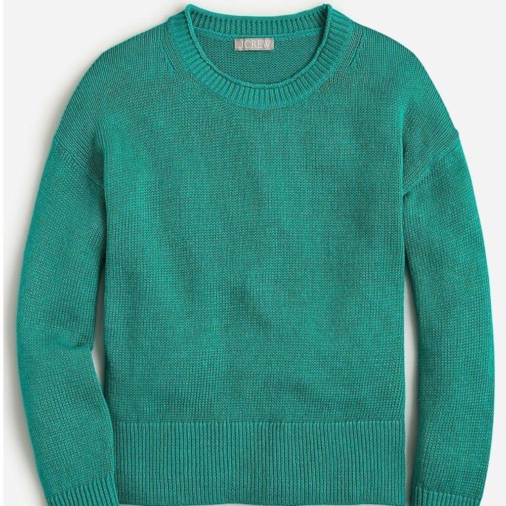 J. Crew NWOT $105 Relaxed cotton-linen blend beach sweater in Retro Jade Medium